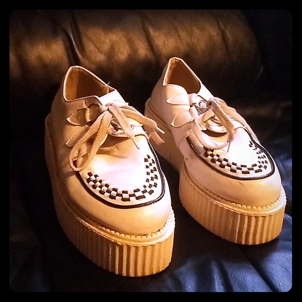 2 inch white platform creepers womens shoe